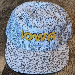 Iowa Map Hat Vintage Snapback White Baseball Cap
